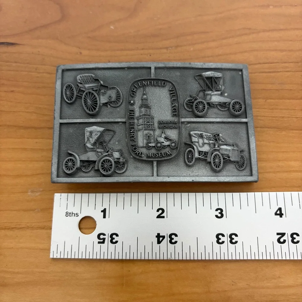 Vintage 1975 R&S Henry Ford Museum Greenfield Village Belt Buckle Antique Car